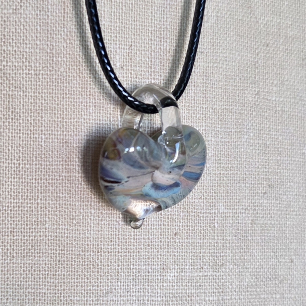 Artisan - Handblown Heart Pendant on Cord - Picture 3 of 4